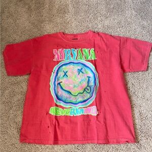 Nirvana Nevermind Smile Graphic Tee - Pink